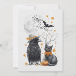 Krähe & Katze Herbst Halloween Karte Grußkarte シーズンカード