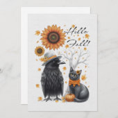 Krähe & Katze Herbst Thanksgiving Karte Grußkarte シーズンカード (正面/裏面)
