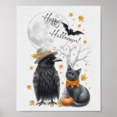 Krähe und Katze Halloween Crow ポスター (正面)