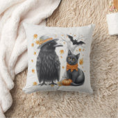Krähe und Katze Halloween Herbst Crow  クッション (ブランケット)