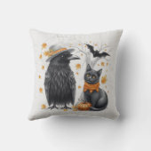 Krähe und Katze Halloween Herbst Crow  クッション (裏面)