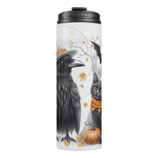 Krähe und Katze „Happy Halloween!“ Crow タンブラー (正面)