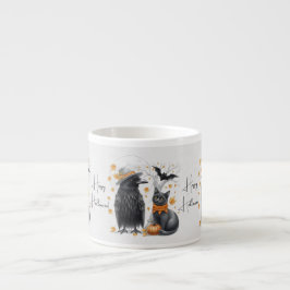 Krähe und Katze „Happy Halloween!“ Crow Tasse エスプレッソカップ