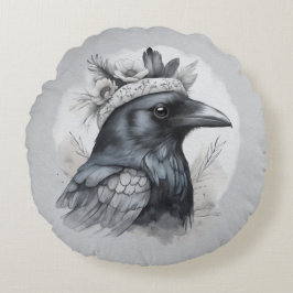 Krähen Crows Raben Federn Wohnen Deko ラウンドクッション