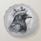 Krähen Crows Raben Federn Wohnen Deko ラウンドクッション (裏面)