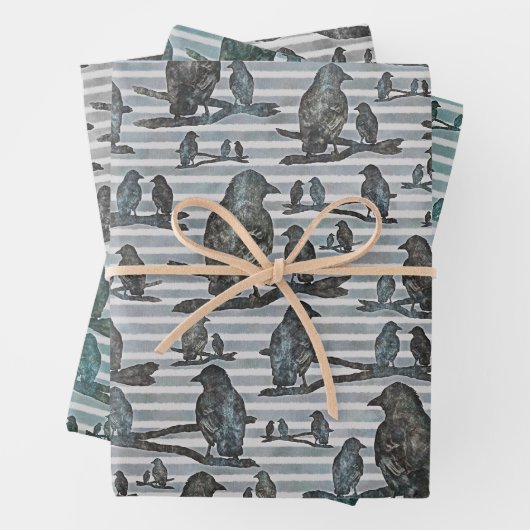 Krähen Raben Crows auf Ast Verpackung ラッピングペーパーシート (インサイチュ)