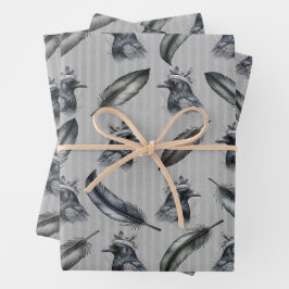 Krähen Raben Crows Federn Feathers Verpackung ラッピングペーパーシート