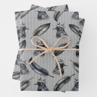 Krähen Raben Crows Federn Feathers Verpackung ラッピングペーパーシート