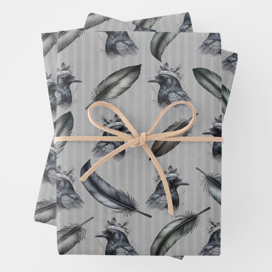 Krähen Raben Crows Federn Feathers Verpackung ラッピングペーパーシート (インサイチュ)