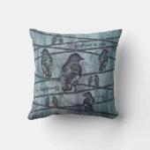 Krähen Raben Vogel Crows auf Ast クッション (裏面)