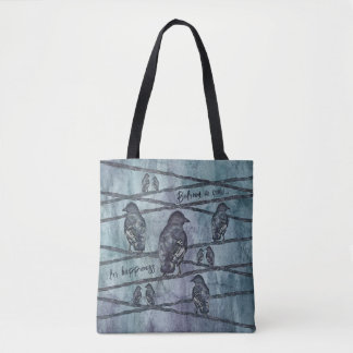 Krähen Raben Vogel Crows auf Ast トートバッグ