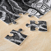 KrakenかタコEatting海賊船、黒または白 ジグソーパズル (側面)