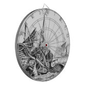 KrakenかタコEatting海賊船、黒または白 ダーツボード (正面左)