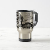 KrakenかタコEatting海賊船、黒または白 トラベルマグ (正面右)