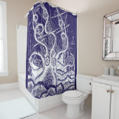 Krakenの攻撃の濃紺のシャワー・カーテン シャワーカーテン (インサイチュ)