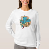 Krakenモンスターのタコの上昇 Tシャツ (正面)