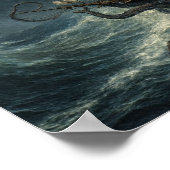 Kraken Attacking Ship Steampunk ポスター (角)