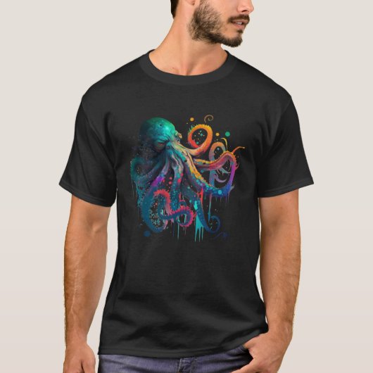 Kraken Octopus Sailing Ocean 2 Tシャツ (正面)