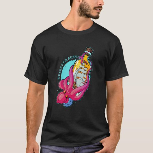 Kraken Octopus Sea Animal Tenacles Octopuの場所 Tシャツ (正面)