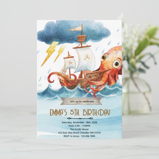 Kraken octopus theme invitation 招待状 (スタンド正面)