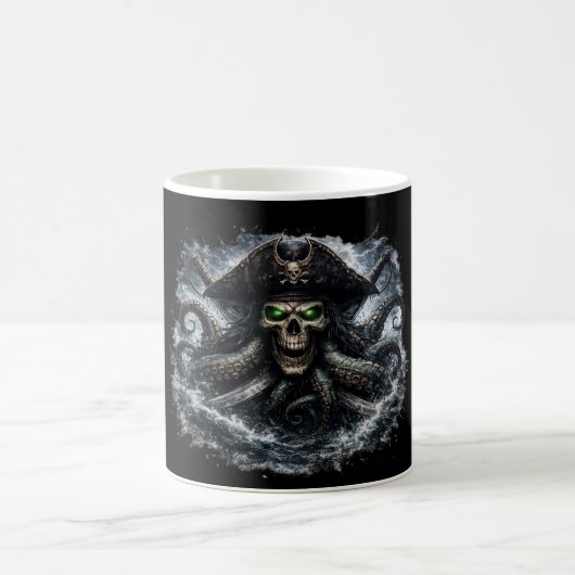 Kraken Pirate Skull Mug – Epic Sea Monster Pirate  コーヒーマグカップ (中央)