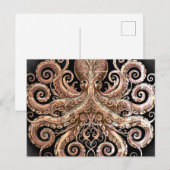 Kraken Steampunk Octopus Ornate Gold Black ポストカード (正面/裏面)