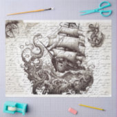 Kraken vs pirate ship nautical theme 薄葉紙 (クラフト)