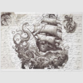 Kraken vs pirate ship nautical theme 薄葉紙 (正面)