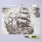 Kraken vs pirate ship nautical theme 薄葉紙 (クラフト)