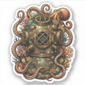 Kraken's Embrace - Vintage Dive Helmet シール (正面)