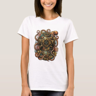 Kraken's Embrace - Vintage Dive Helmet Tシャツ