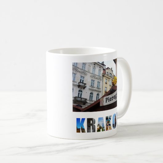 Krakow Poland独自の旅行写真を作成 コーヒーマグカップ (正面右)