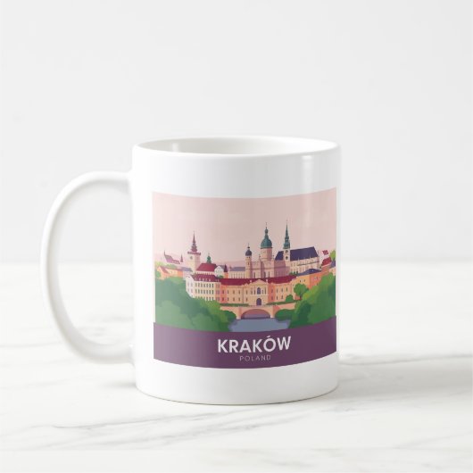 Kraków Poland Pastel Travel – Wawel Castle コーヒーマグカップ (左)