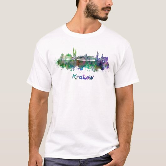 Krakow skyline in watercolor tシャツ (正面)