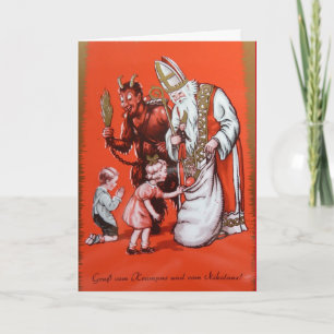 Krampusおよびセントニコラスカード シーズンカード