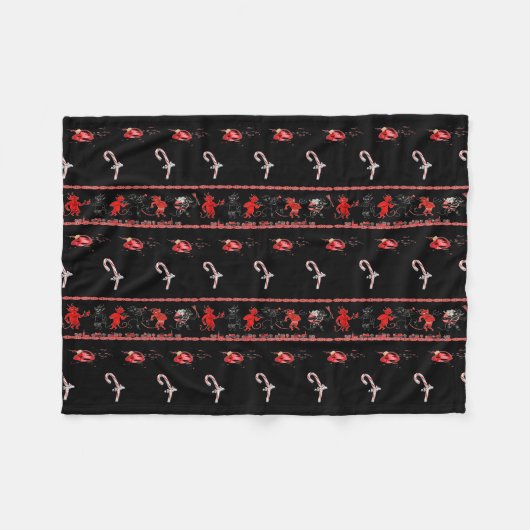 Krampusによって壊されるクリスマス フリースブランケット (正面(横))