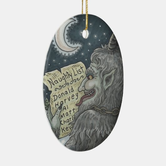 KRAMPUSのいけないリスト、クリスマスのゴシックのオーナメントの楕円形 セラミックオーナメント (右)