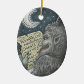 KRAMPUSのいけないリスト、クリスマスのゴシックのオーナメントの楕円形 セラミックオーナメント (正面)