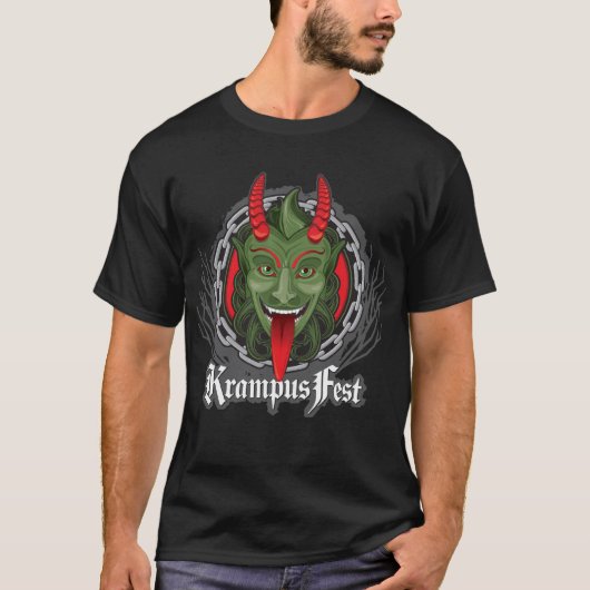 Krampusのオリジナル(T)黒 Tシャツ (正面)