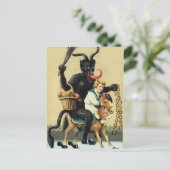 Krampusの揺り木馬の休日のクリスマスのクリスマス シーズンポストカード (スタンド正面)