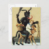 Krampusの揺り木馬の休日のクリスマスのクリスマス シーズンポストカード (正面/裏面)