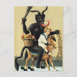 Krampusの揺り木馬の休日のクリスマスのクリスマス シーズンポストカード