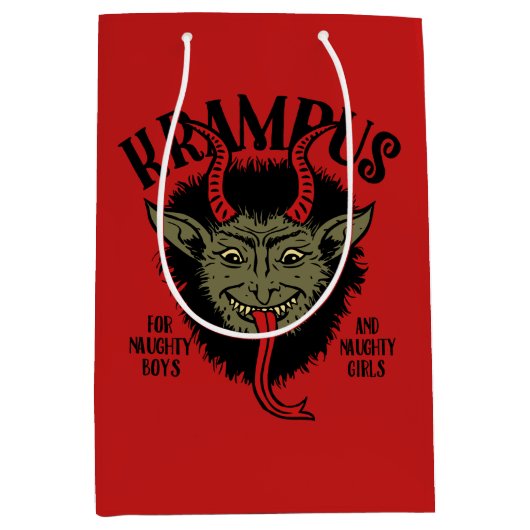 Krampusはいけないギフトバッグに直面します ミディアムペーパーバッグ (正面)