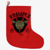Krampusはいけないクリスマスのストッキングに直面します ラージクリスマスストッキング (正面)