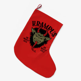 Krampusはいけないクリスマスのストッキングに直面します ラージクリスマスストッキング