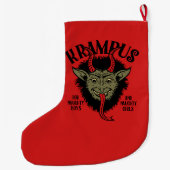 Krampusはいけないクリスマスのストッキングに直面します ラージクリスマスストッキング (裏面)