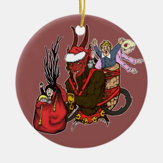 Krampusはいけない子供のオーナメントをつかまえました セラミックオーナメント (正面)