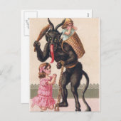 Krampusは子供のヴィンテージの休日のクリスマスを誘拐します シーズンポストカード (正面/裏面)