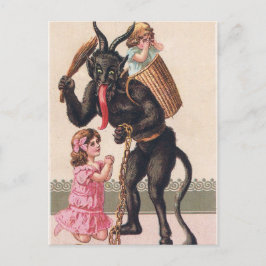 Krampusは子供のヴィンテージの休日のクリスマスを誘拐します シーズンポストカード