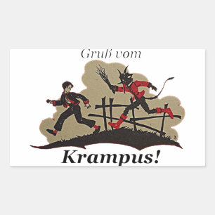 Krampusは子供を追跡します 長方形シール
